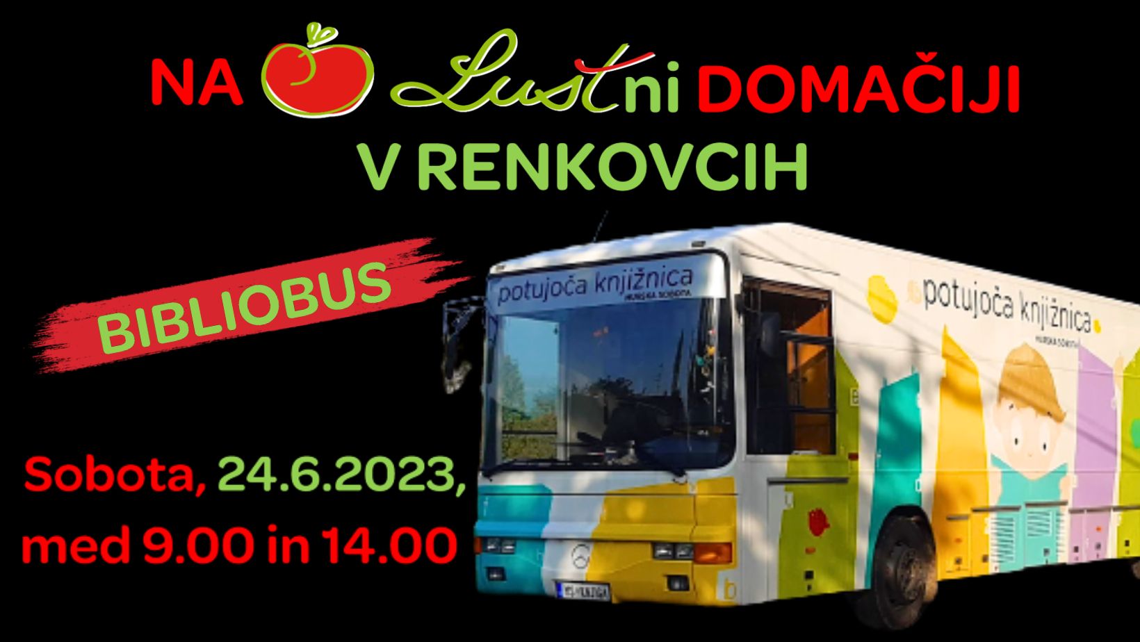 Bibliobus pred Luštno domačijo